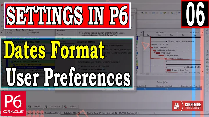 View Dates in user preferences | settings in Primavera P6 | Date Format Options and Time | Explained