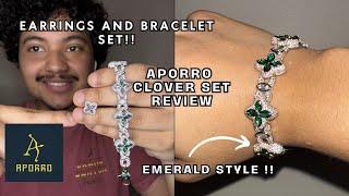 Aporro Iced Out Clover Jewelry Review Tennis Bracelet Earrings
