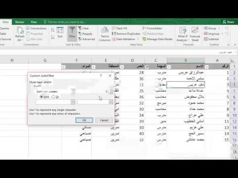 عامل التصفية FILTER في برنامج اكسيل EXCEL الاستاذ عبدالرزاق عربس