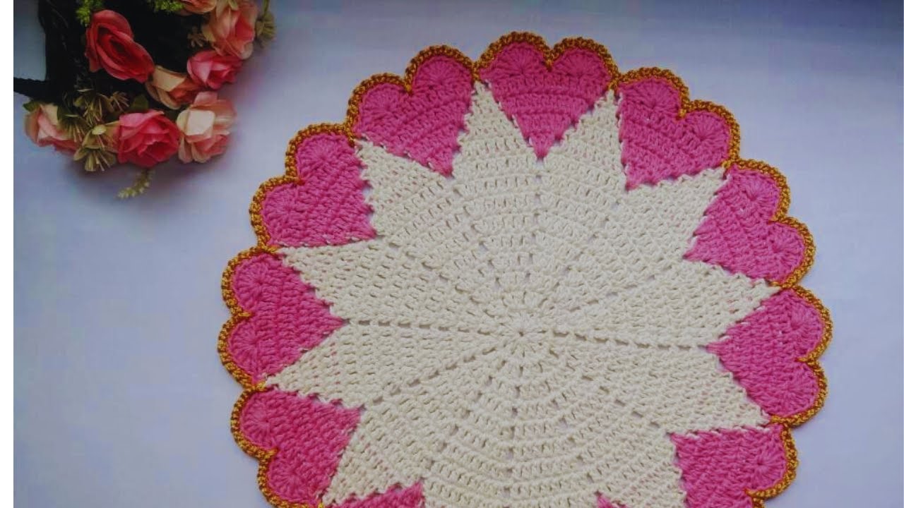 Sousplat de Corações em crochê: técnica simples e resultado incrível