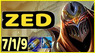 ZED VS ANIVIA - 7/1/9 KDA MID GAMEPLAY GRANDMASTER I