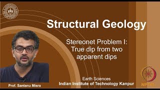 IITK NPTEL Structural Geology_LAB 02: Stereonet: True dip from apparent dips [Prof. Santanu Misra]