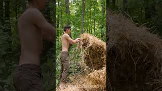 I built myself a human nest to live in the wild #shorts