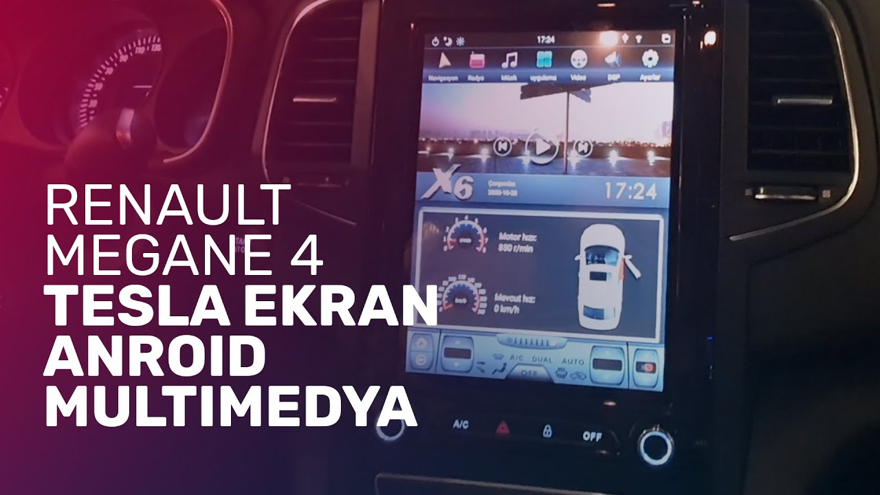 Renault Megane 4 // Tesla Ekran Android Multimedya (8 Çekirdek, PX6 İşlemci, 4gb Ram, 32gb Hafıza)