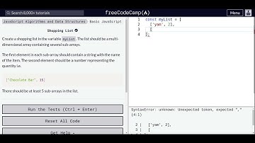Lesson 48 | Basic JavaScript | Shopping List