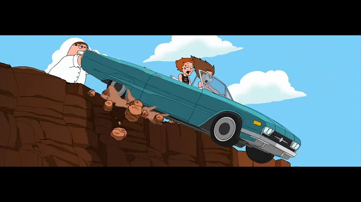 Peter Griffin pushes Thelma and Lois from the clif...
