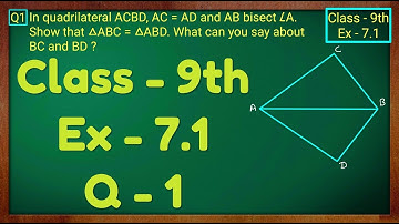 Class - 9th, Ex - 7.1, Q 1(Triangles) Maths NCERT CBSE