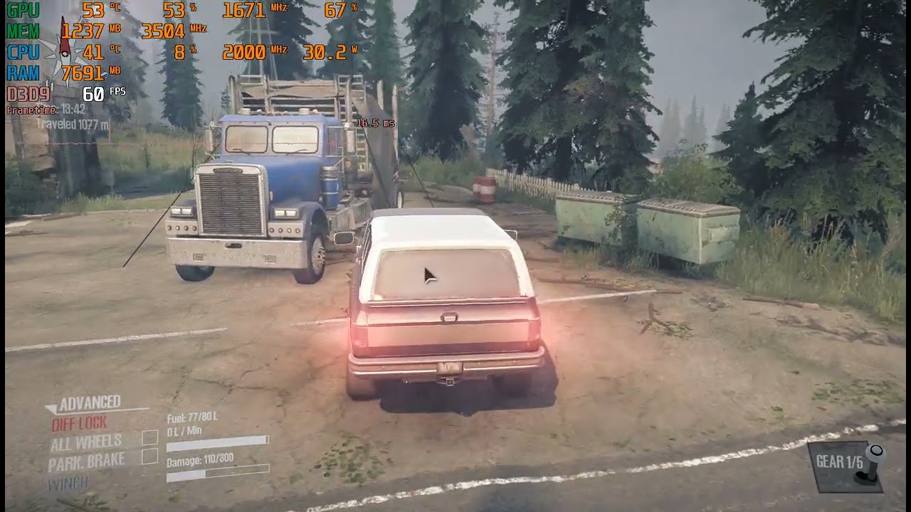 SpinTires MudRunner - GTX 1050 TI 4G + Xeon E5-2651 V2 + 64GB DDR3 1600MHZ