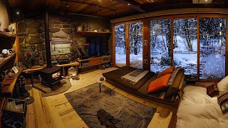 🔴Crackling Fireplace Burning Sounds for Deep Sleep in a Cozy Cabin丨Relaxing Snowy Night