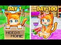 I Survived 100 DAYS as a BABY KITTEN in Minecraft...