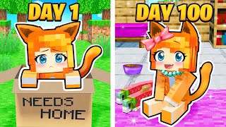 I Survived 100 DAYS as a BABY KITTEN in Minecraft...