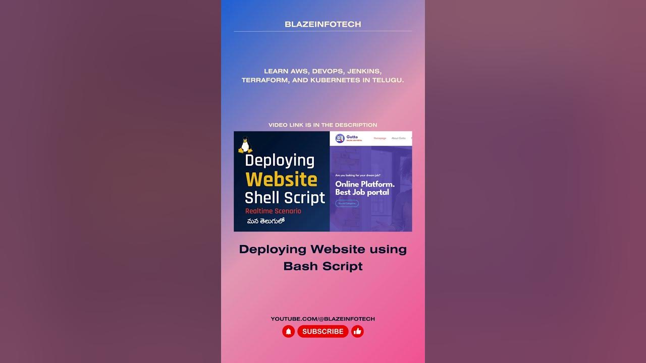 Deploying website using bash script shell scripting in telugu youtube