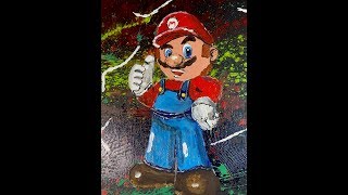 Easy Step by Step Acrylic Finger Painting Tutorial of Mario from Super Mario Bros