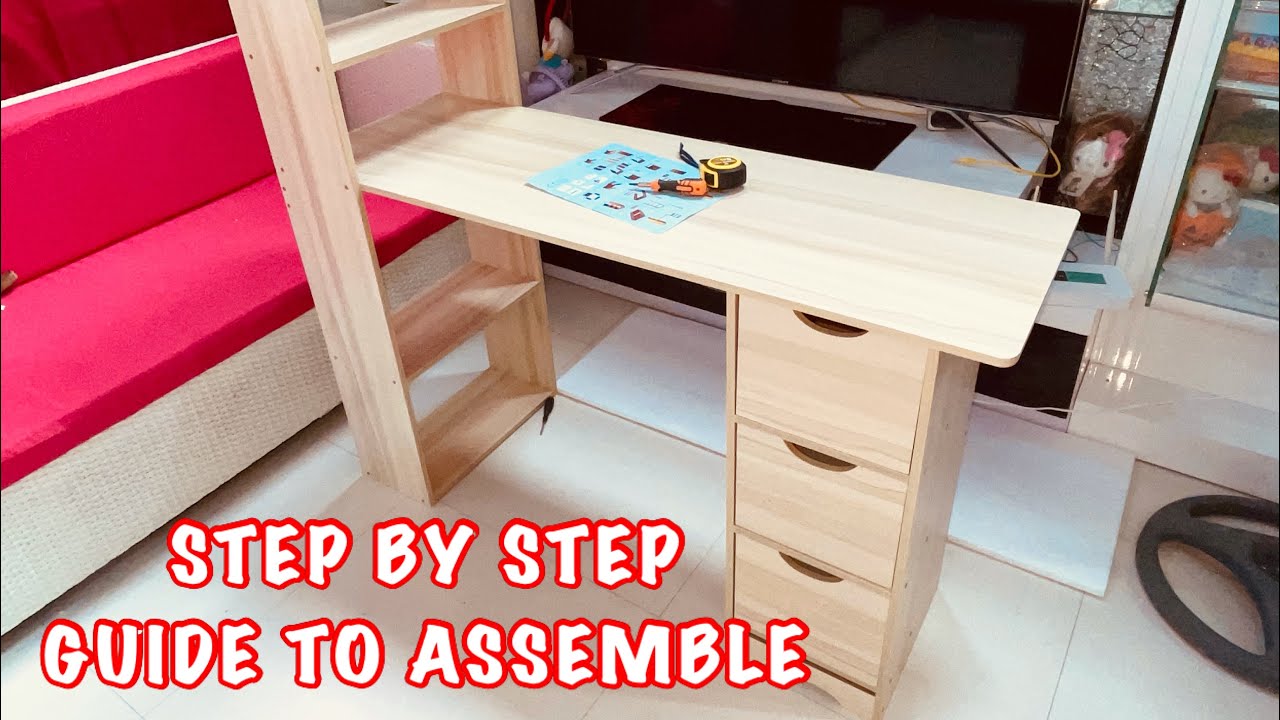 How to assemble computer table! Guide step by step! PAANO MAG BUO NG ...