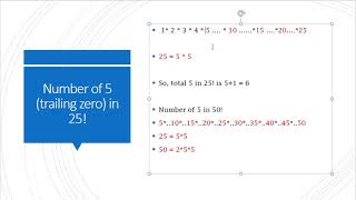 Number of trailing zero's in a factorial