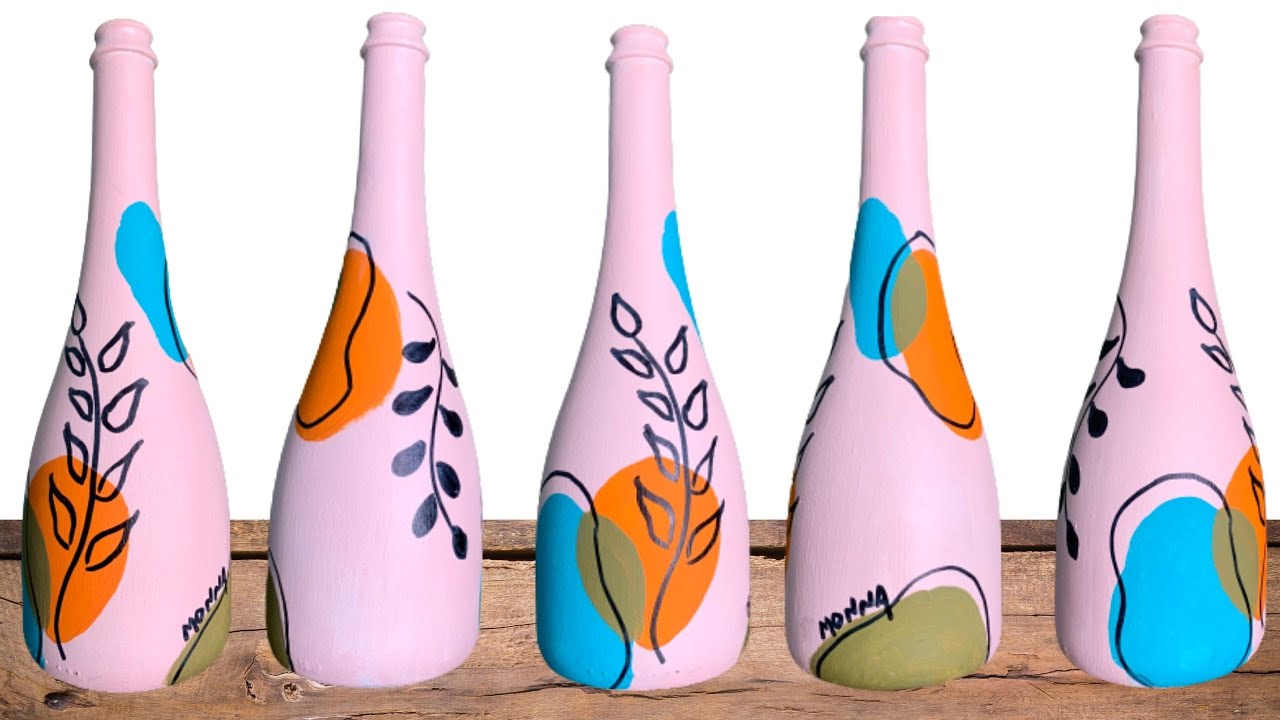 COMO FAZER GARRAFA DE VIDRO COM PINTURA ORGÂNICA / DIY with bottles