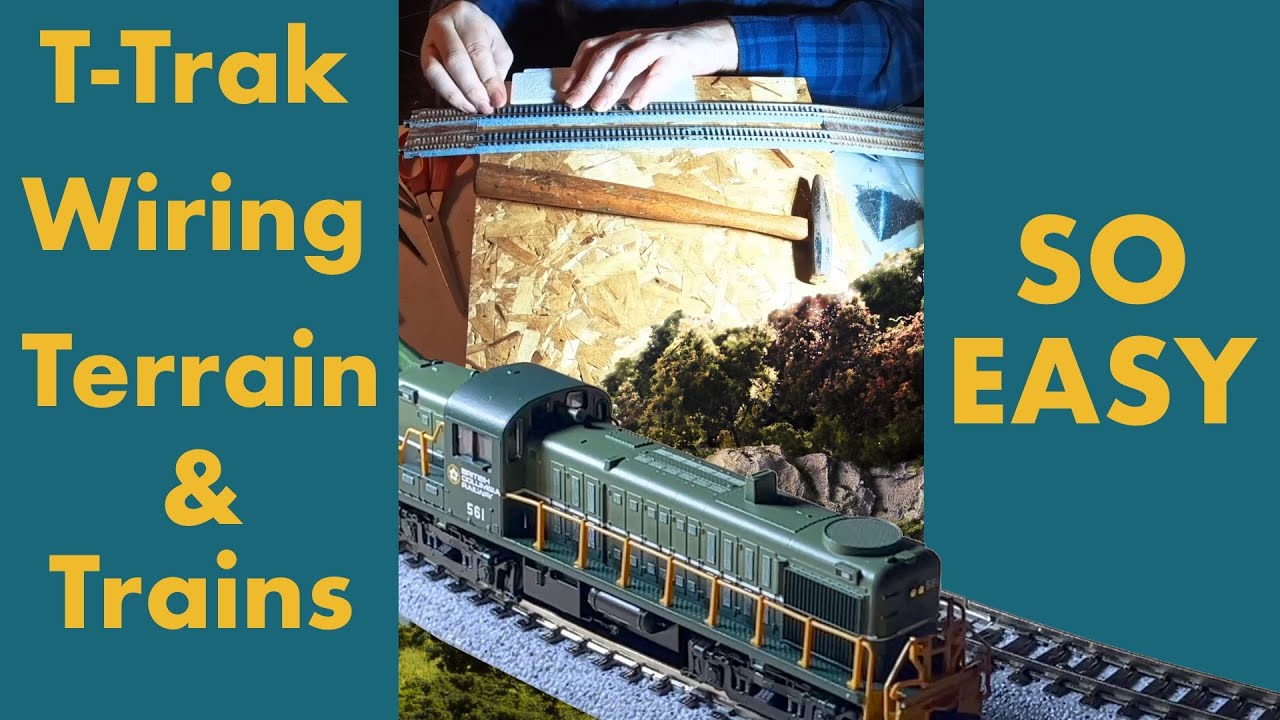 Праздничное обновление модели железной дороги T-trak: проводка путей, создание ландшафта и поезда...