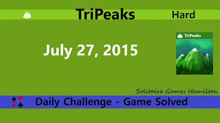 Microsoft Solitaire Collection | Tripeaks Hard - July 27, 2015 | Daily Challenges screenshot 5