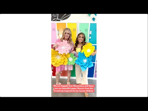 Happily Ever Elementary Simple and Easy 3D Paper Flowers Tutorial - Paper Flower Wall Décor Ideas - video from Carson Dellosa