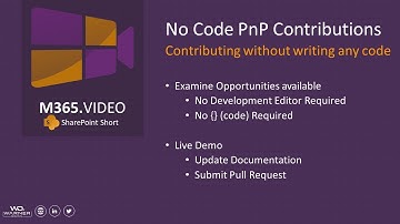 No Code Microsoft SharePoint PnP (Patterns and Practices) Contributions