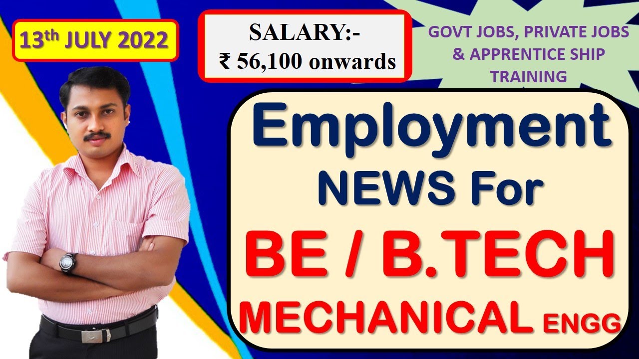 Mechanical engineering jobs 13.7.2022 Employment news for mechanical engineer Mechanical
