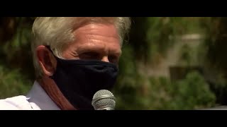 An arizona politician opposed to mandatory mask wearing mocked the
dying words of george floyd make his point. he spoke at a rally
against order ...