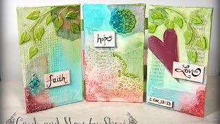 Mixed Media Canvas Triptych - Faith Hope and Love