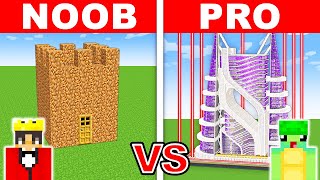 NOOB vs PRO: SECURITY TOWER HOUSE BUILD CHALLENGE in Minecraft