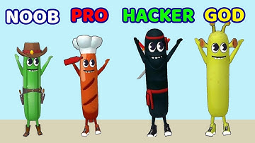 NOOB vs PRO vs HACKER vs GOD in Wacky Run - PERFECT LEVEL inRoof Rails Gameplay Android, Ios