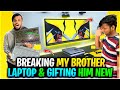 Breaking My Small Brother's LapTop 😱 & Gifting Him 150000 RS Gaming Rog Setup - Garena Free Fire