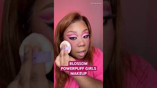 Transforming into Blossom from PowerPuff Girls 💗 Day 3/31 #halloweenmakeup #powerpuffgirls