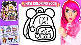 Coloring My NEW! Magical Park Coloring Book 🐭 Mickey Backpack Page + Shuttle Art Alcohol Markers