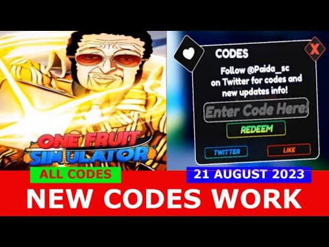 NEW* ALL WORKING CODES FOR One Fruit Simulator IN AUGUST 2023! ROBLOX One  Fruit Simulator CODES 