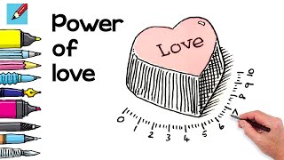 How to draw the Power of Love Real Easy for Valentine's Day Resimi