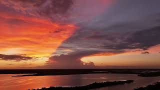 Dramatic Sunset with cloud shadow Halifax River Florida 4K video