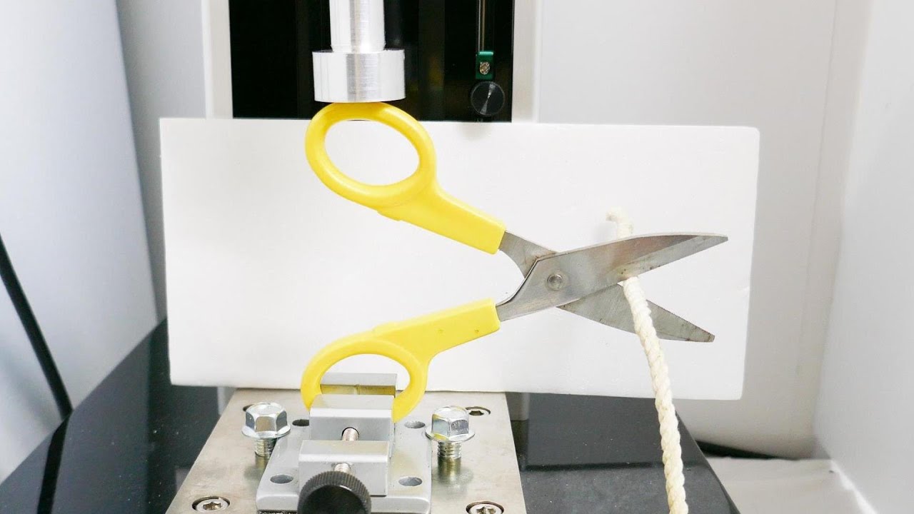 YouTube video thumbnail about measuring how much force is required to cut through a rope with a hacksaw