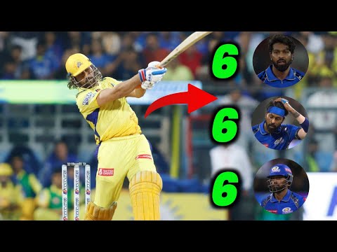 Hardik Pandya Shocked as MS Dhoni Hits Him for Hat-trick of Sixes 👌 - Match 29 - CSK vs MI 