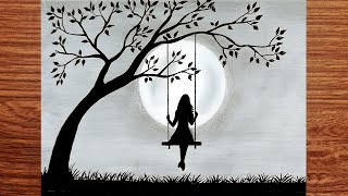 Alone Girl sitting on swing drawing | Girl sitting on a swing easy pencil drawing Alone Girl sitting on swing drawing | Girl sitting on a swing easy pencil drawing