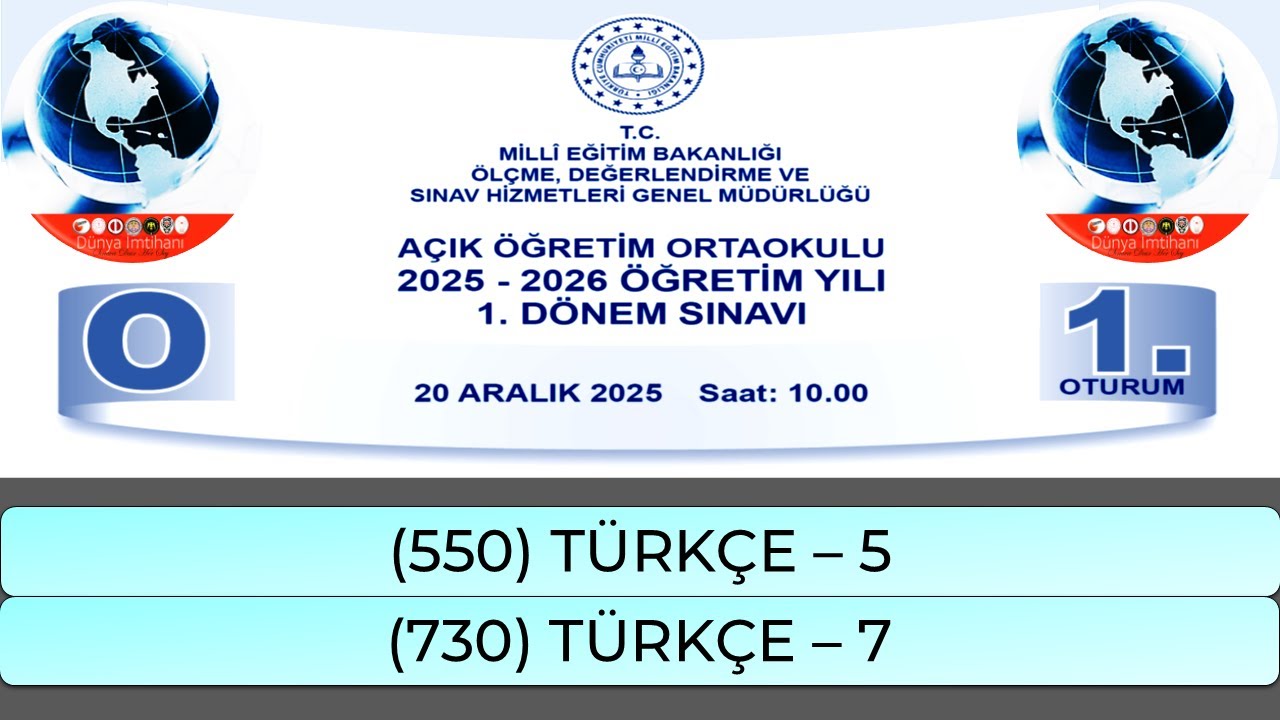 2026 / 1. DÖNEM / AÇIK ÖĞRETİM ORTAOKULU / (550) TÜRKÇE – 5 / (730) TÜRKÇE – 7