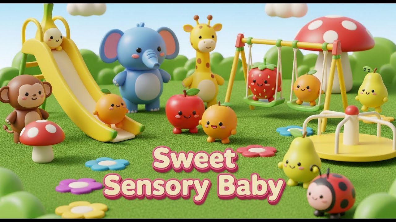 Cute Baby Animals & Fruit Playground🍑3D Sensory Learning Video🐥