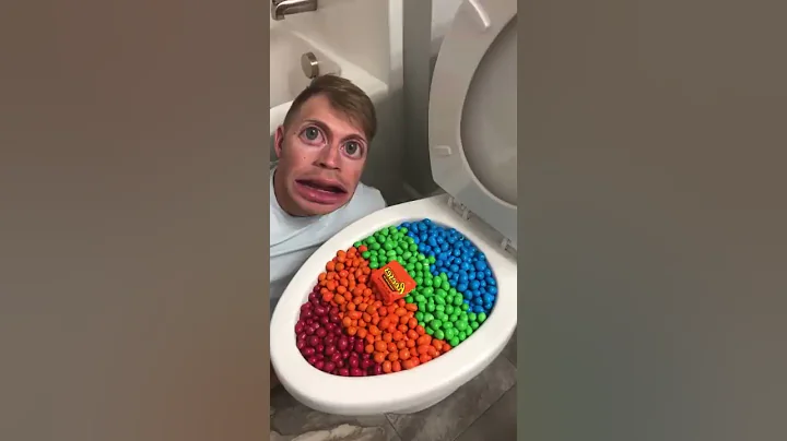 Eating Colorful Chocolate M&M's Candy in Toilet #shorts