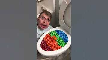 Eating Colorful Chocolate M&M's Candy in Toilet #shorts