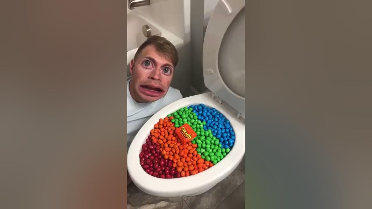 Eating Colorful Chocolate M&M's Candy in Toilet #shorts