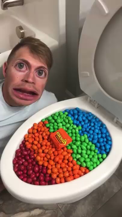 Eating Colorful Chocolate M&M's Candy in Toilet #shorts