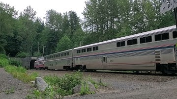 Westbound Empire Builder exits Cascade Tunnel