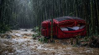 CAMPING  IN A THUNDERSTORM AND HEAVY RAIN // struggling to set up a tent during a thunderstorm