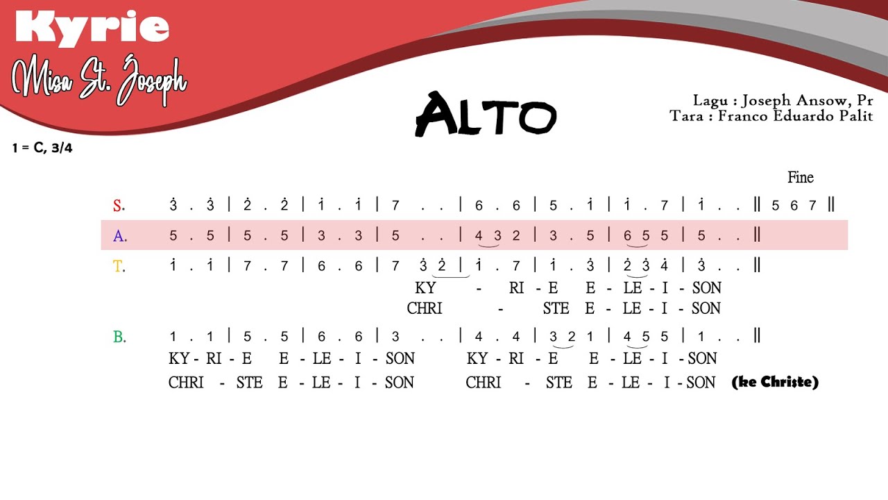Kyrie Misa St. Joseph | ALTO | Not Angka