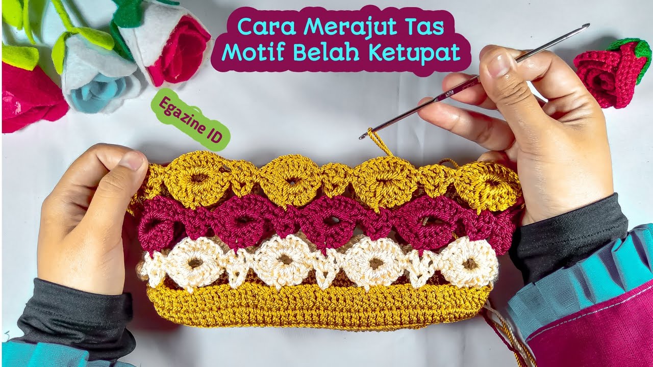 Crochet Cara  Merajut Tas  Motif Belah Ketupat Perajut 