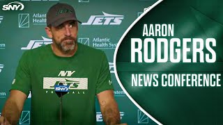 Aaron Rodgers praises leadership of Garrett Wilson and Breece Hall during Jets training camp | SNY