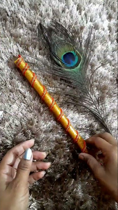 how to make flute/Murali making at home/DIY paper flute for Krishna/bansuri #short